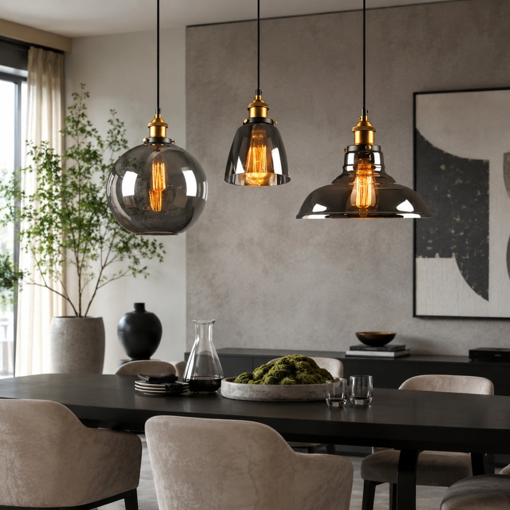 Lampa wisząca z dymionego szkła E27