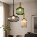 Regulowana lampa wisząca z kamienia i drewna