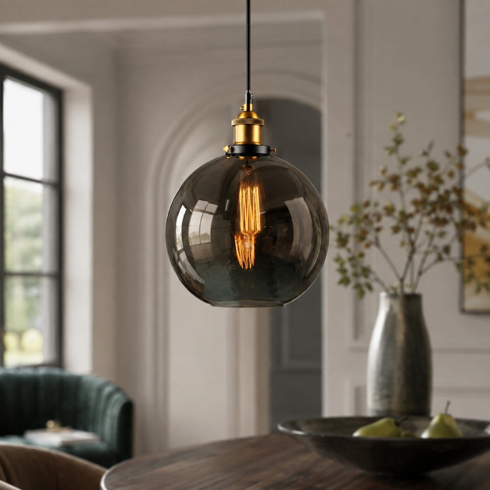 Lampa wisząca z dymionego szkła E27