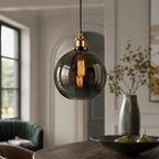 Lampa wisząca z dymionego szkła E27