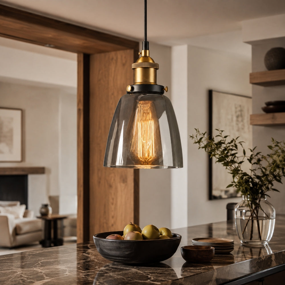 Lampa wisząca z dymionego szkła E27