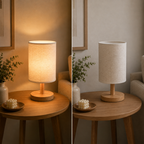 Nowoczesna minimalistyczna lampa stołowa z tkaniny