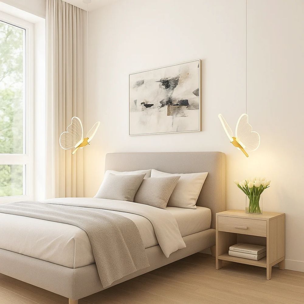 Motylkowa złota metalowa lampa wisząca