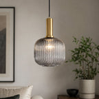 Regulowana lampa wisząca z kamienia i drewna