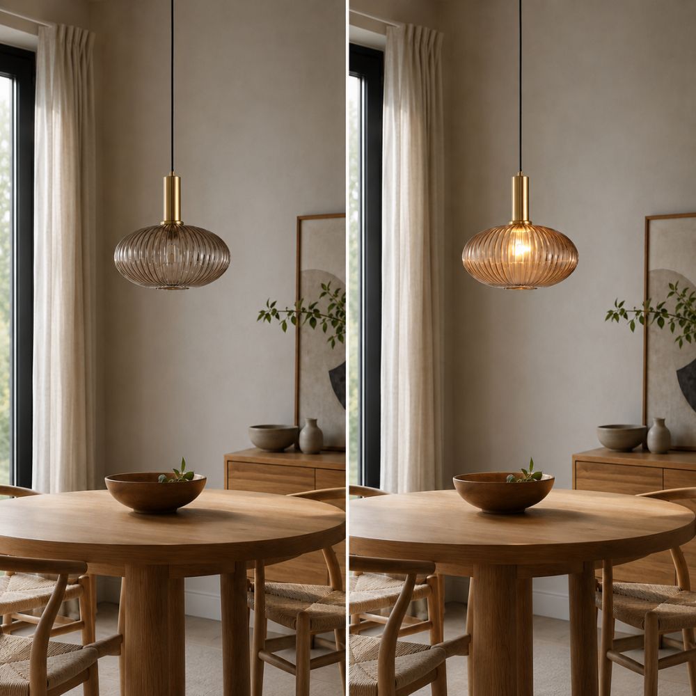 Regulowana lampa wisząca z kamienia i drewna
