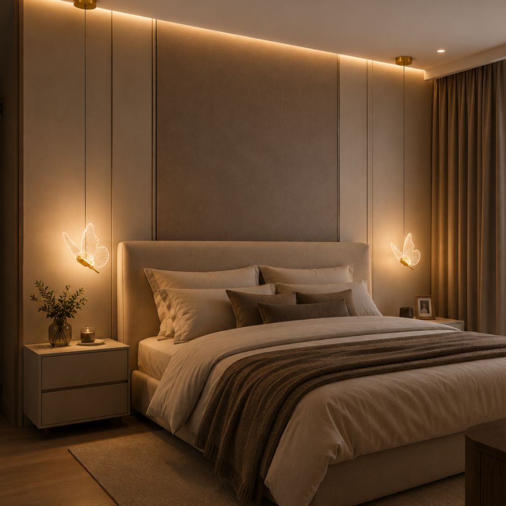 Motylkowa złota metalowa lampa wisząca