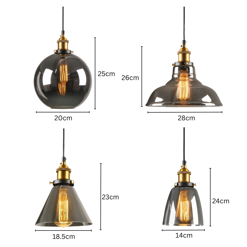 Lampa wisząca z dymionego szkła E27