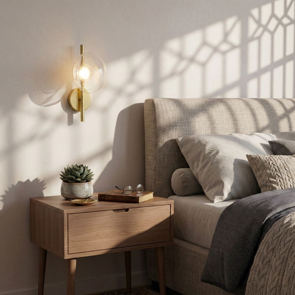 Lampa ścienna Ceto z okrągłym kloszem w stylu skandynawskim