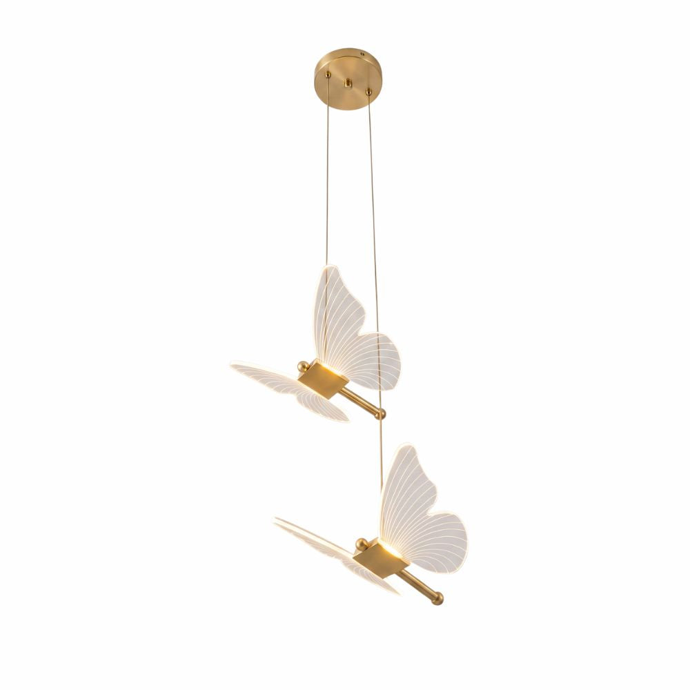 Motylkowa złota metalowa lampa wisząca