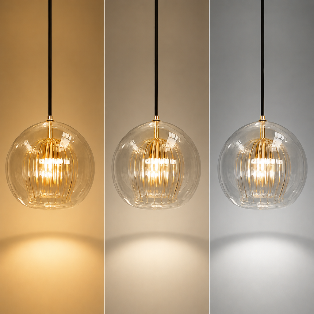 Lampa wisząca z ryflowanego szkła