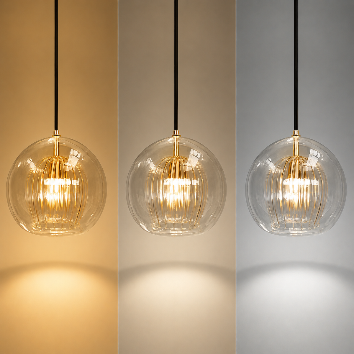 Lampa wisząca z ryflowanego szkła