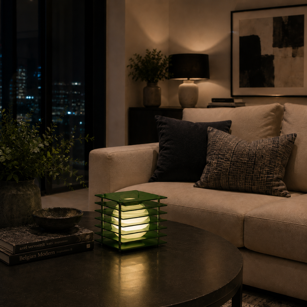 Lampa nastrojowa MoonCube z warstwowego akrylu