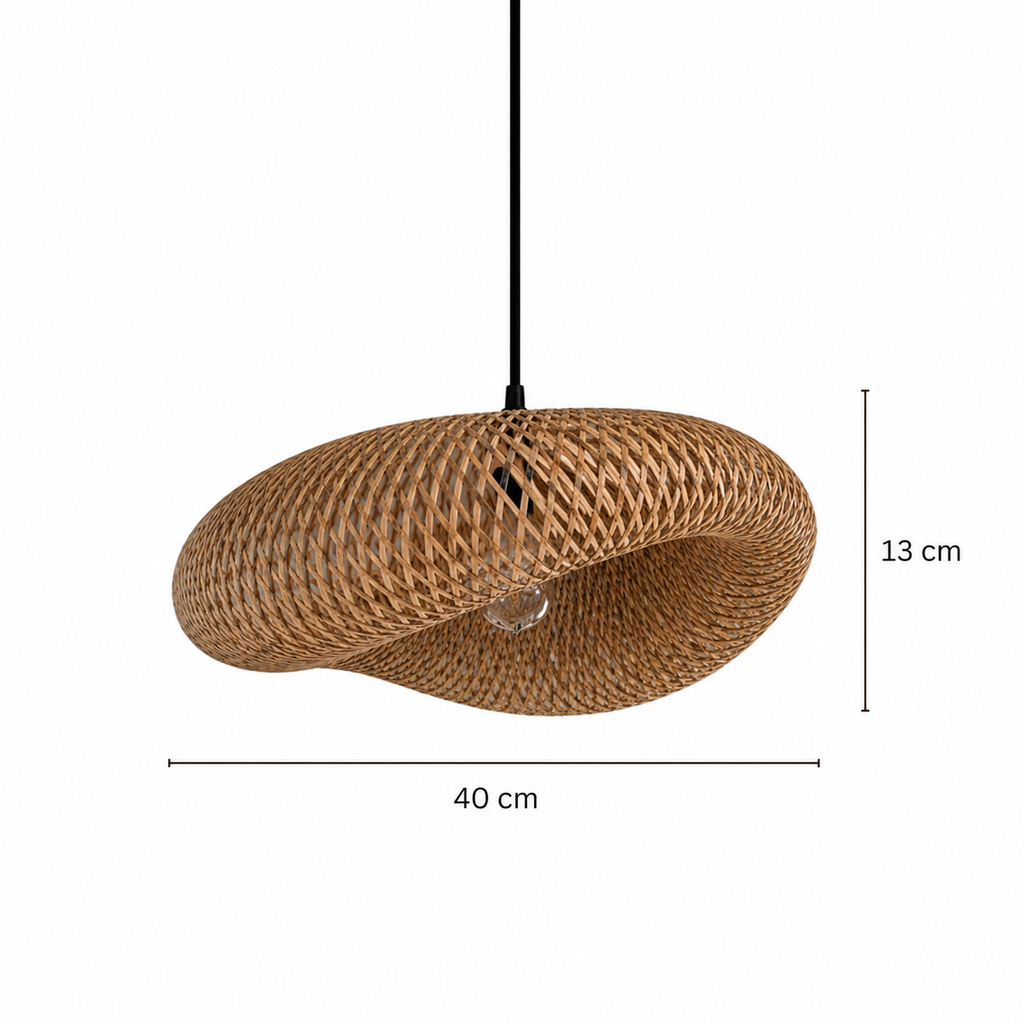Ręcznie tkana lampa wisząca z ekologicznego bambusa