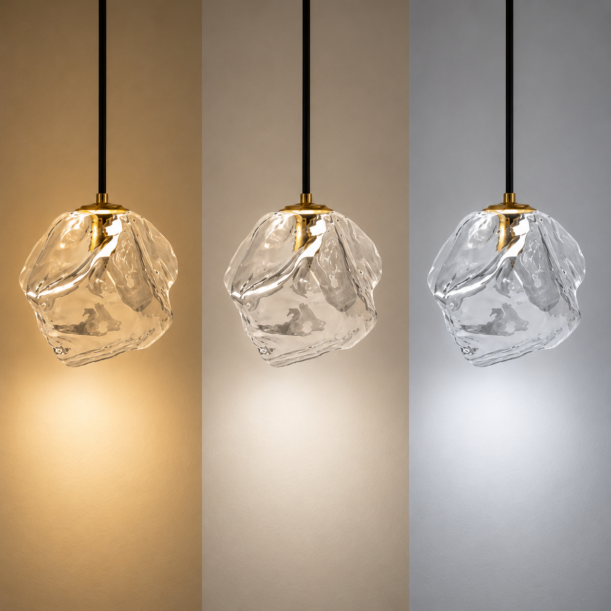 Lampa wisząca LED z teksturą kostki lodu