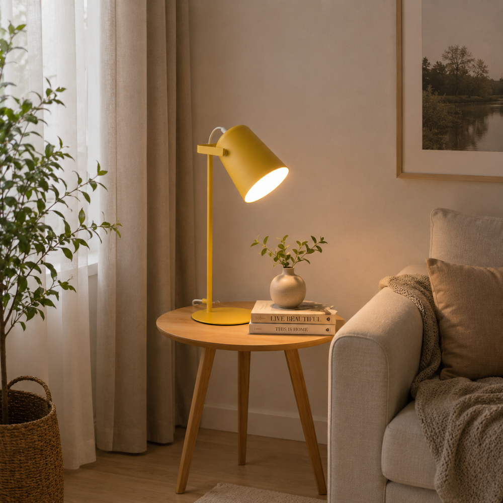Nowoczesna skandynawska metalowa lampa biurkowa