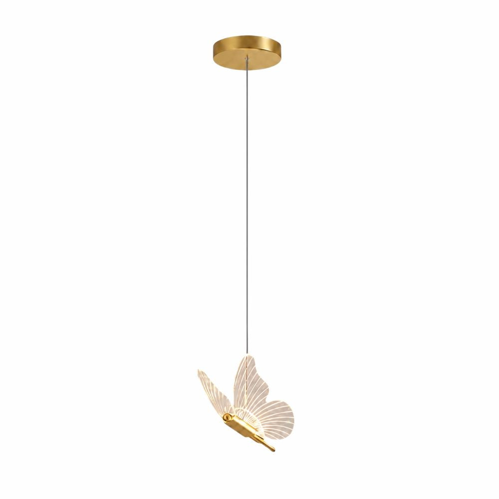 Motylkowa złota metalowa lampa wisząca