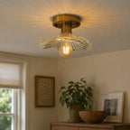Livodom retro lampa sufitowa E27 ze szkła w kształcie lotosu