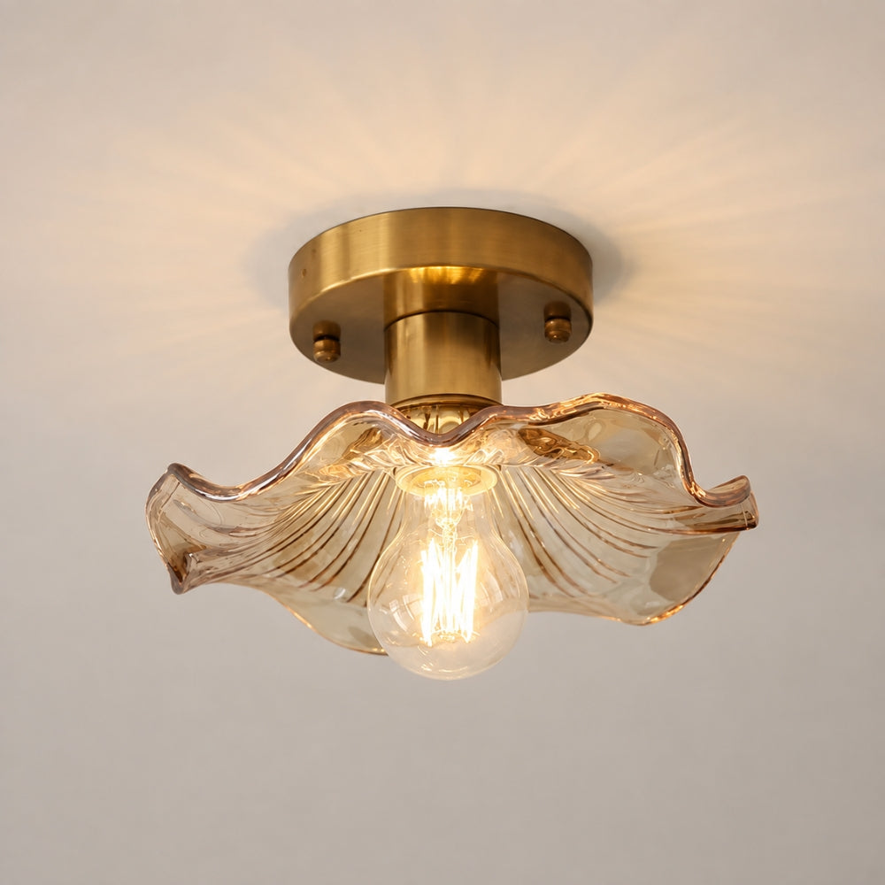 Livodom retro lampa sufitowa E27 ze szkła w kształcie lotosu