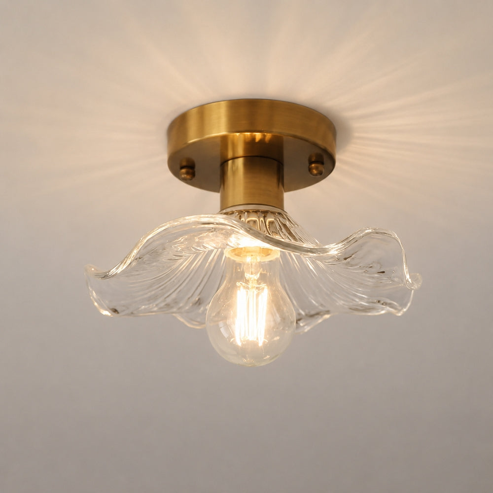 Livodom retro lampa sufitowa E27 ze szkła w kształcie lotosu