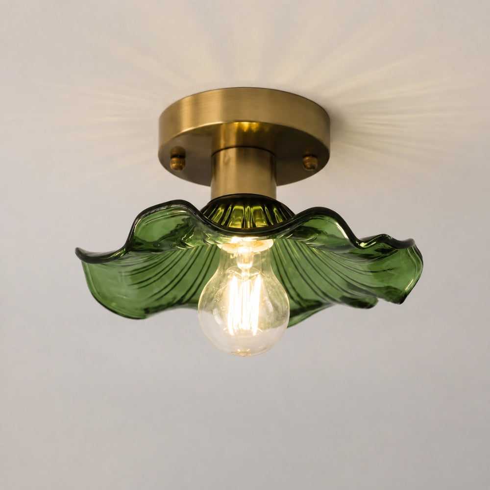 Livodom retro lampa sufitowa E27 ze szkła w kształcie lotosu