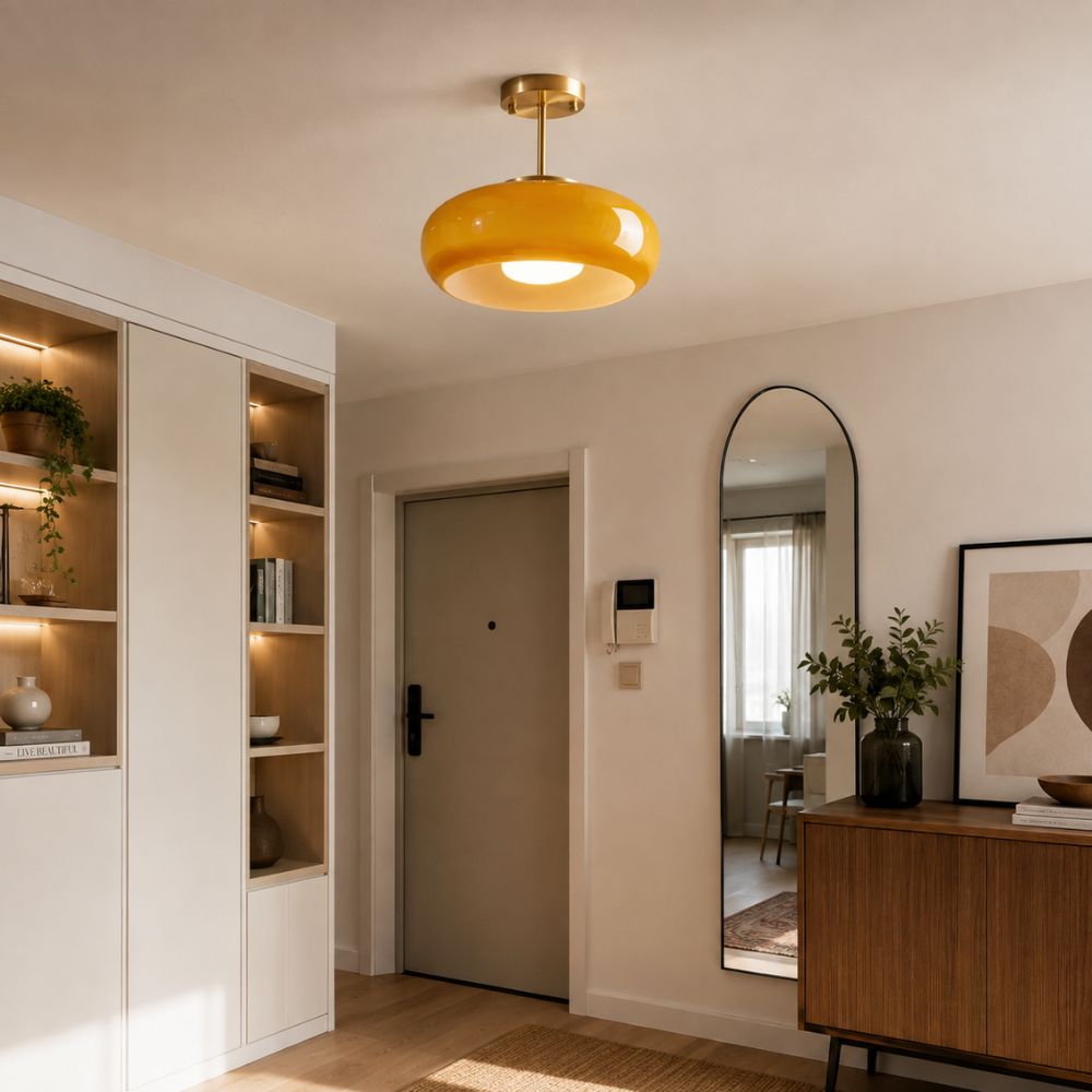 Lampa sufitowa led z bursztynowego szkła
