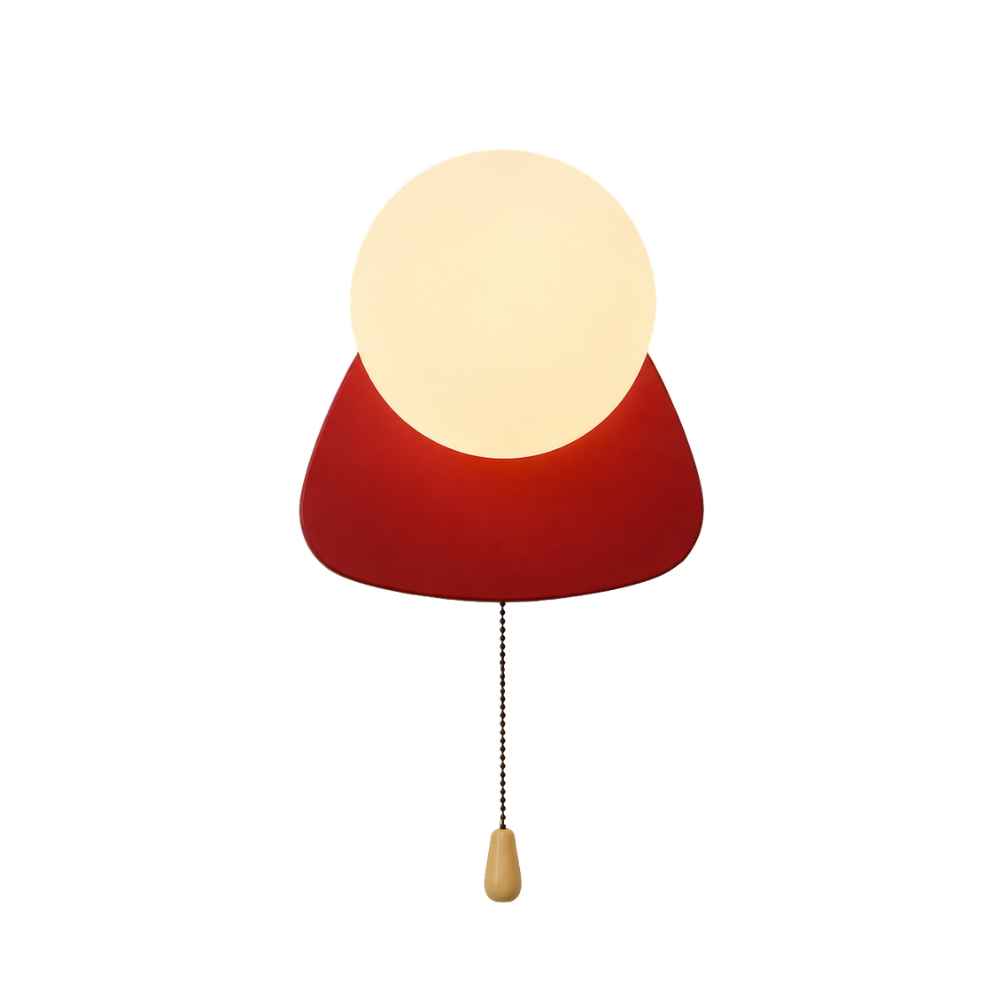 Nowoczesna minimalistyczna kinkietowa lampa kulista z przełącznikiem pociągowym