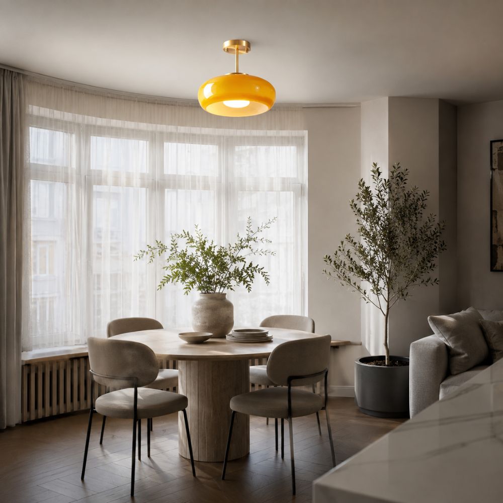 Lampa sufitowa led z bursztynowego szkła