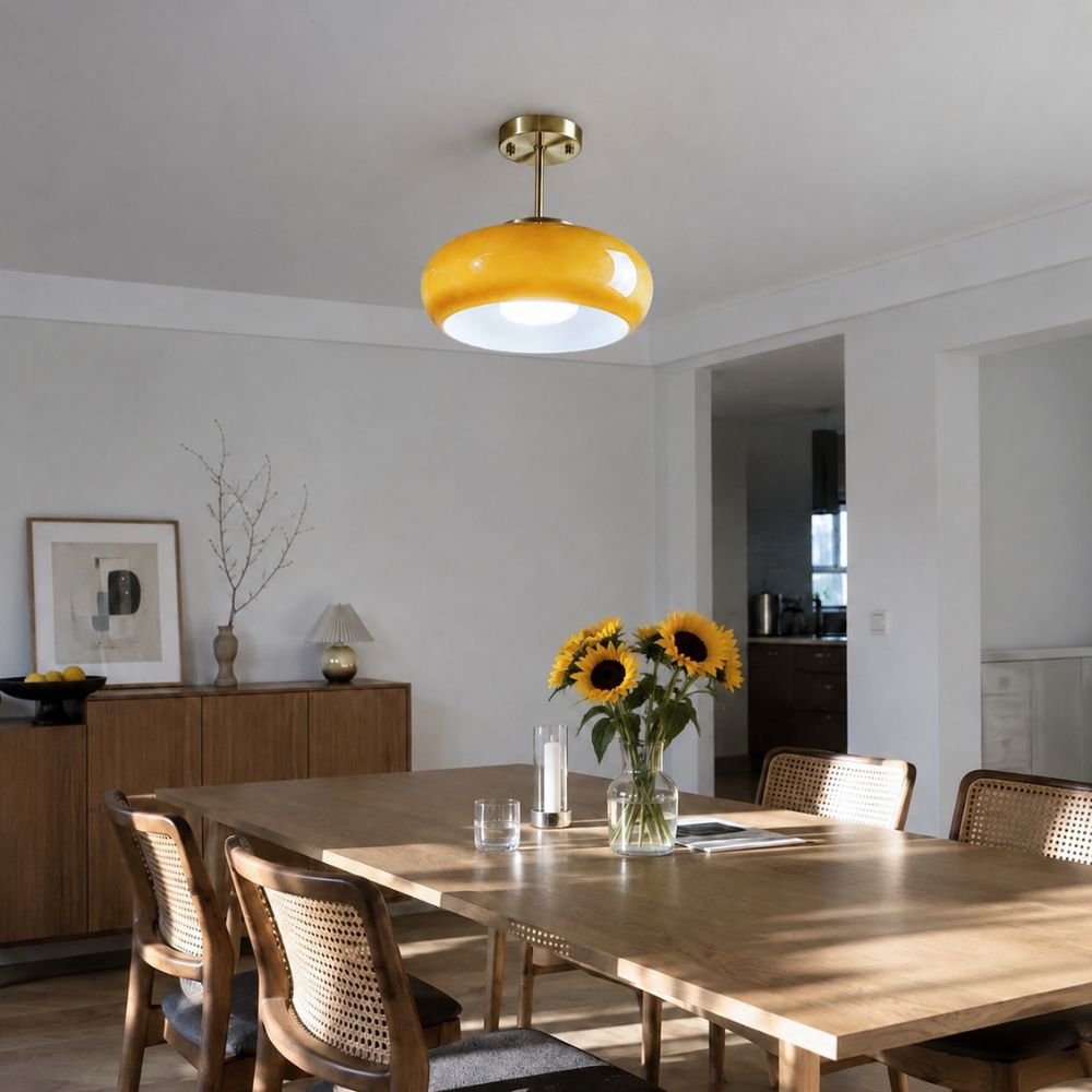 Lampa sufitowa led z bursztynowego szkła