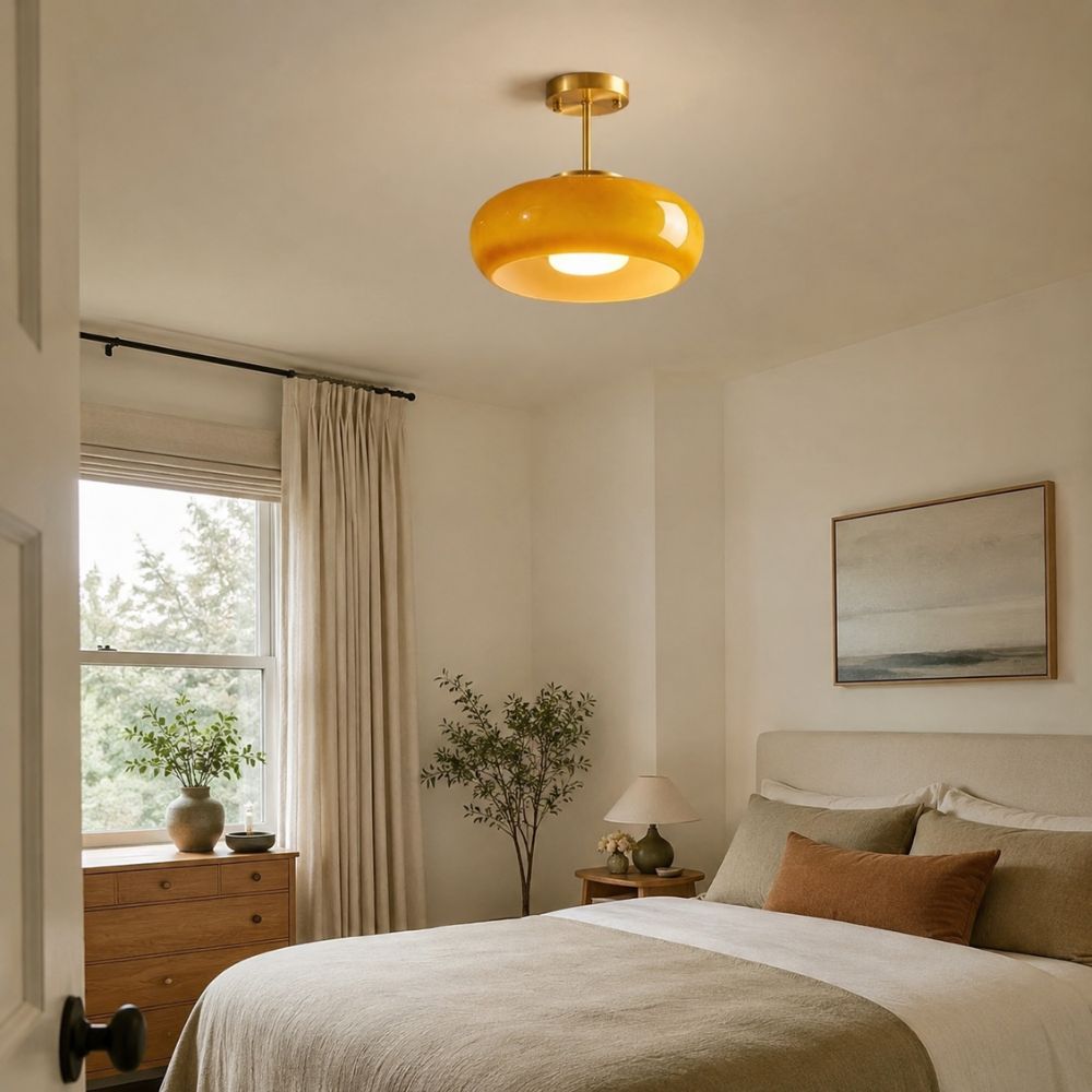 Lampa sufitowa led z bursztynowego szkła