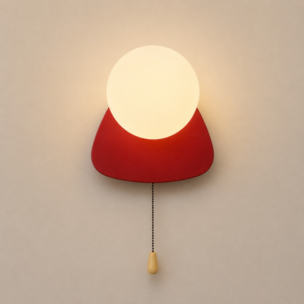 Nowoczesna minimalistyczna kinkietowa lampa kulista z przełącznikiem pociągowym