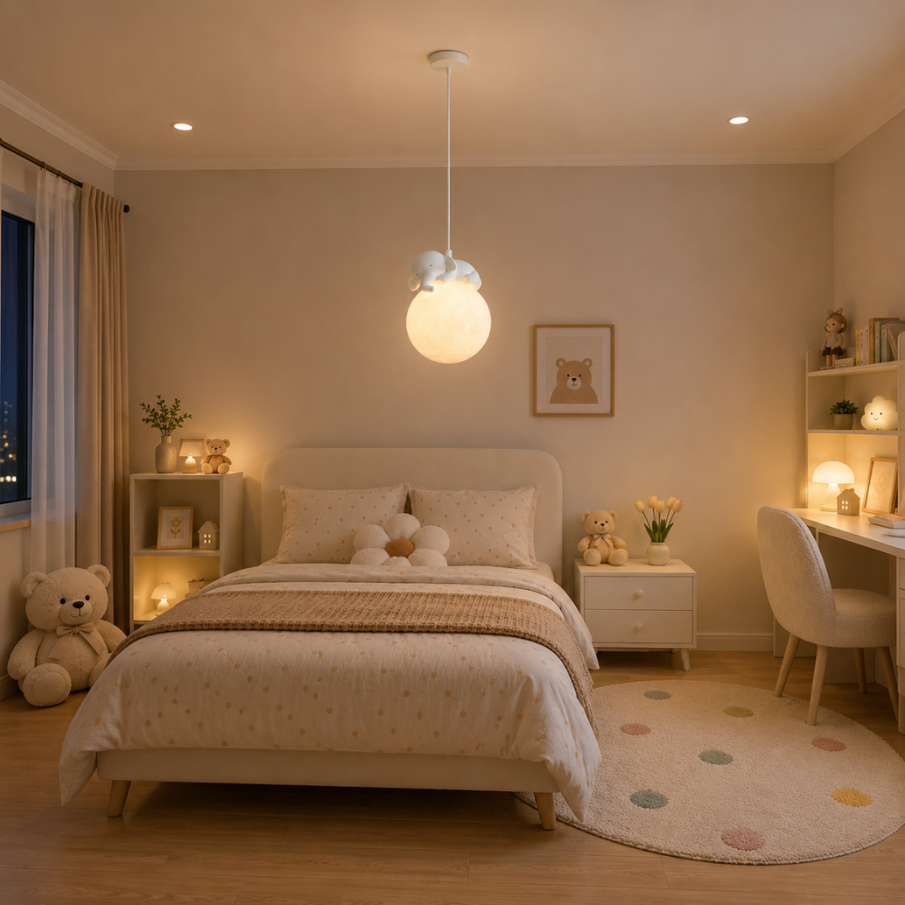 Fantazyjna przytulna lampa wisząca z podświetleniem