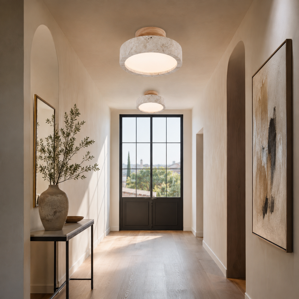 Lampa sufitowa LED z trawertynu Wabi Sabi