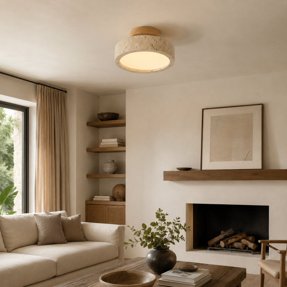 Lampa sufitowa LED z trawertynu Wabi Sabi