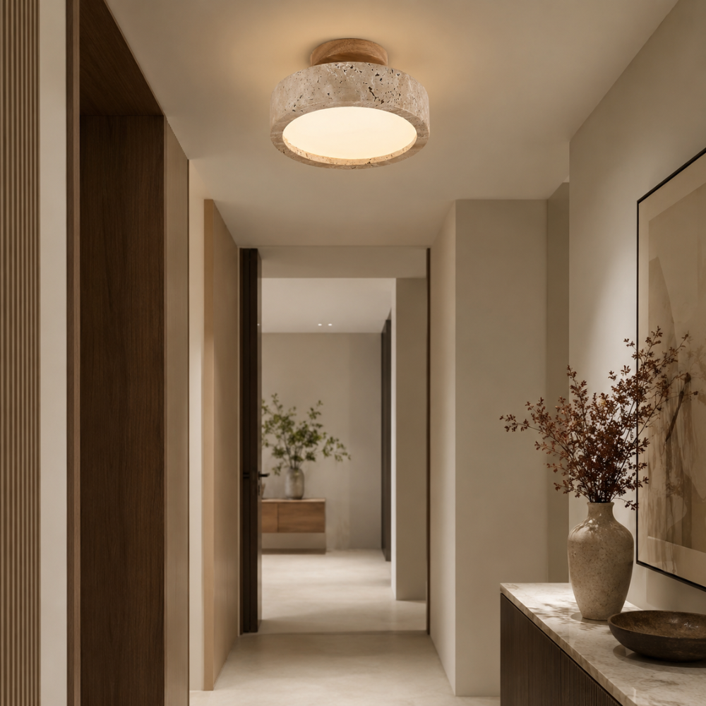 Lampa sufitowa LED z trawertynu Wabi Sabi