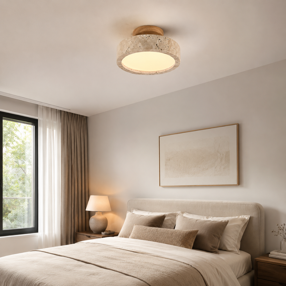 Lampa sufitowa LED z trawertynu Wabi Sabi