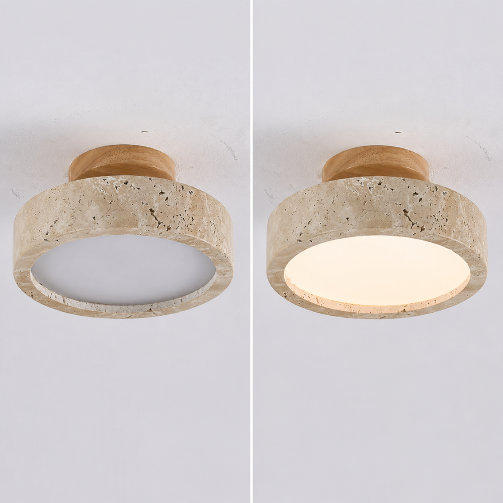 Lampa sufitowa LED z trawertynu Wabi Sabi