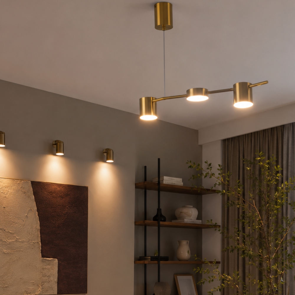 Nowoczesna liniowa lampa wisząca do jadalni – z regulacją jasności