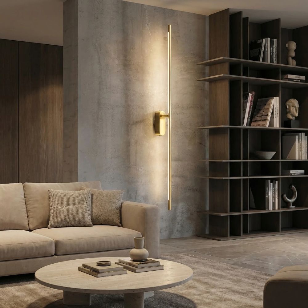Minimalistyczna lampa ścienna LED góra dół złote wykończenie