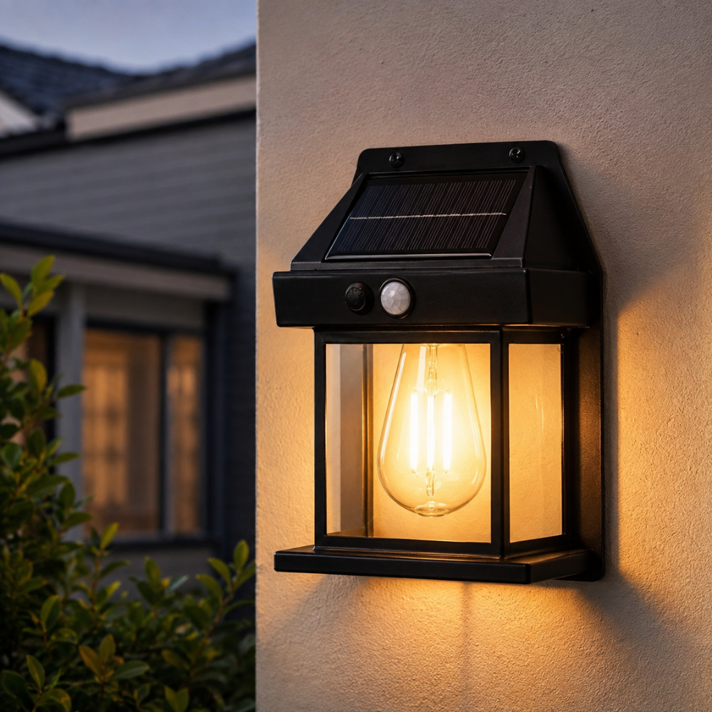 Solarna lampa ścienna z czujnikiem ruchu