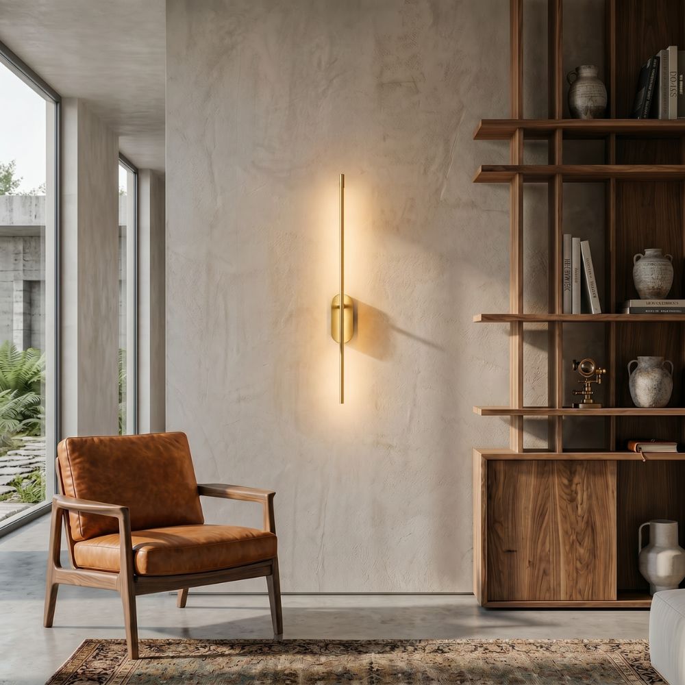 Minimalistyczna lampa ścienna LED góra dół złote wykończenie