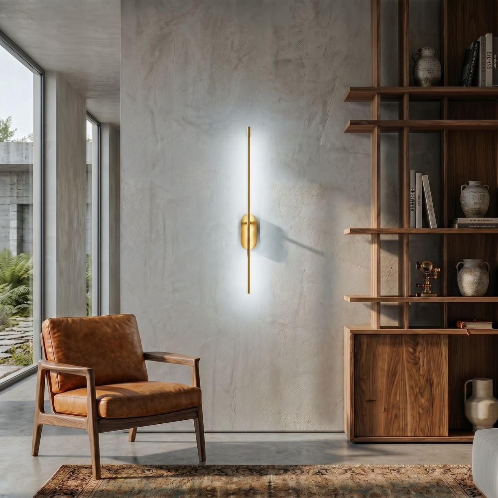 Minimalistyczna lampa ścienna LED góra dół złote wykończenie