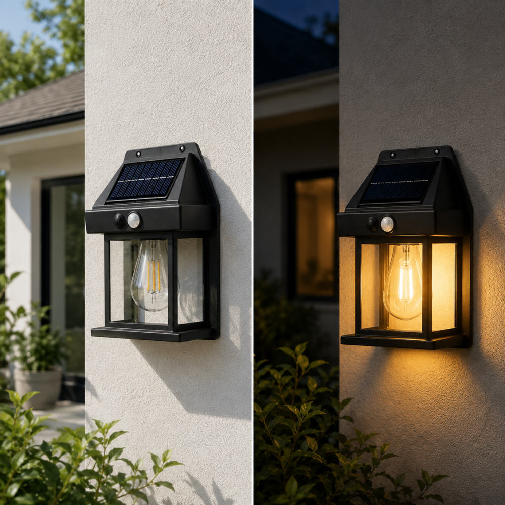 Solarna lampa ścienna z czujnikiem ruchu