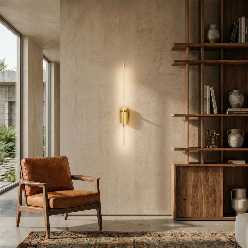 Minimalistyczna lampa ścienna LED góra dół złote wykończenie