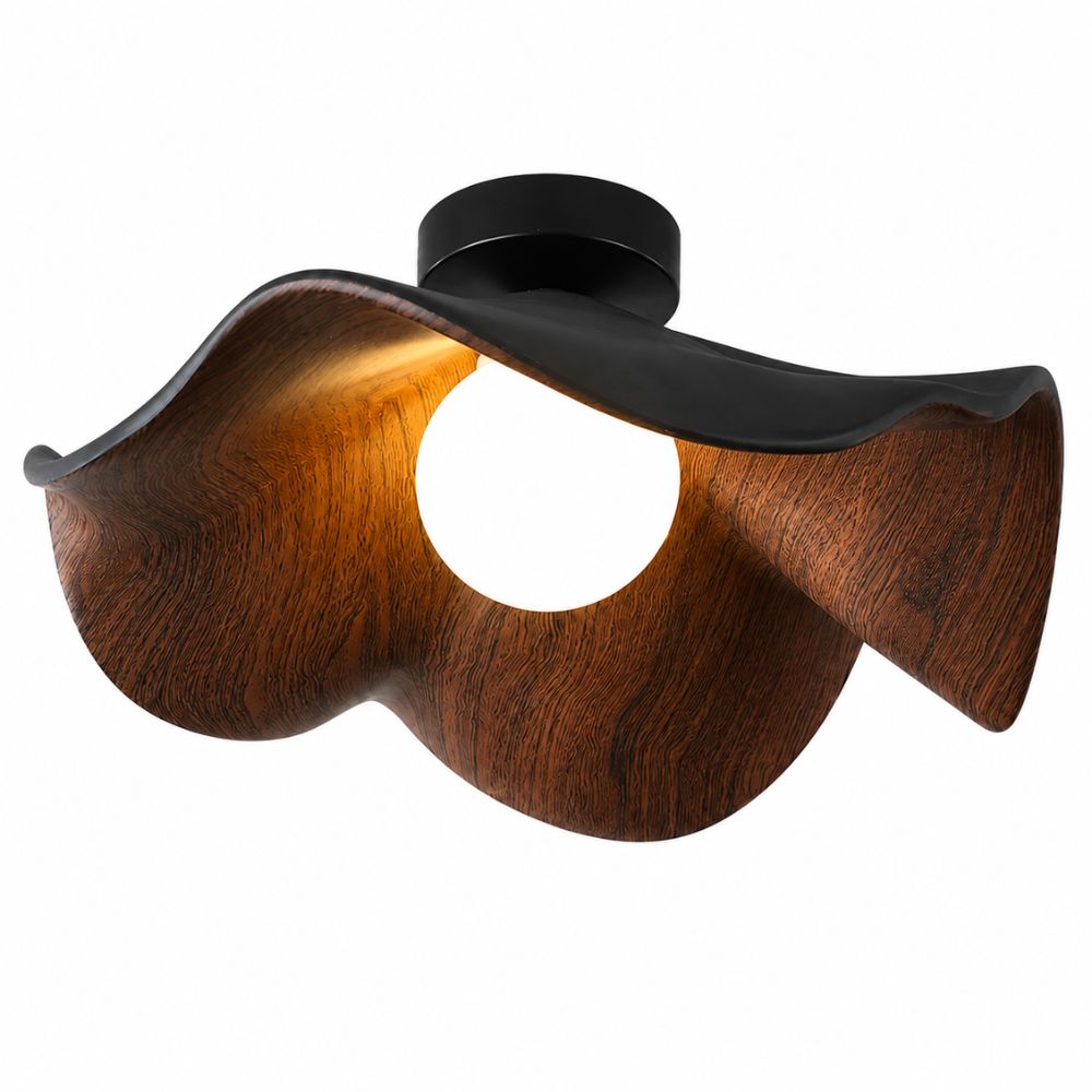 Lampa sufitowa z zakrzywionym wzorem drewna