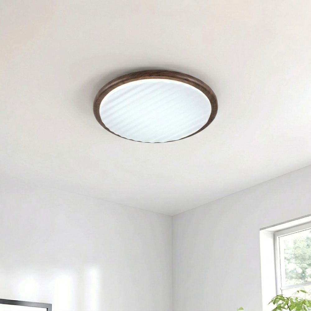 Okrągła drewniana lampa sufitowa LED