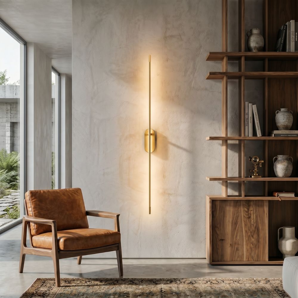 Minimalistyczna lampa ścienna LED góra dół złote wykończenie