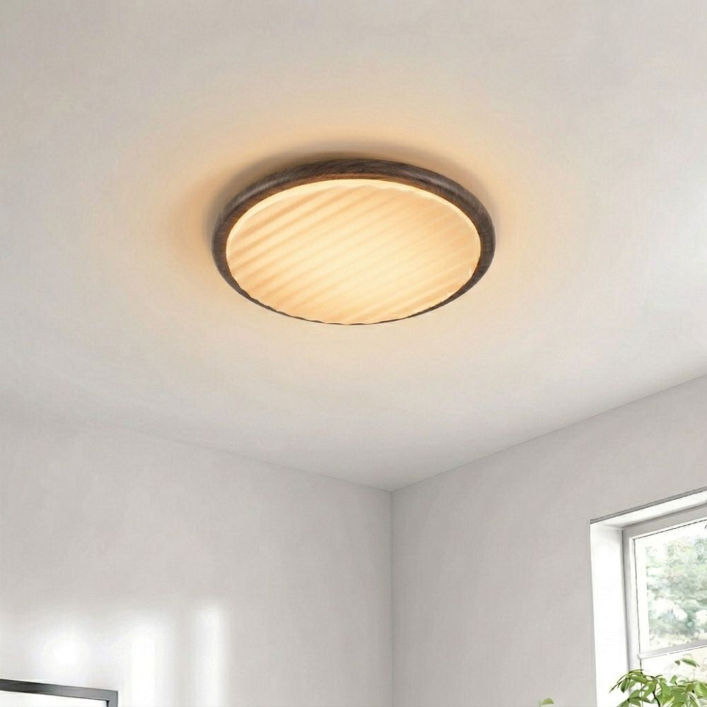 Okrągła drewniana lampa sufitowa LED