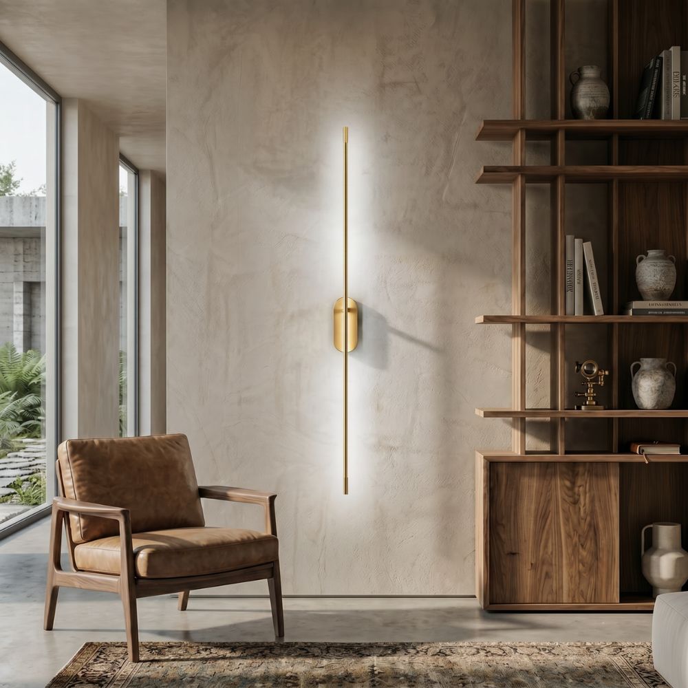Minimalistyczna lampa ścienna LED góra dół złote wykończenie