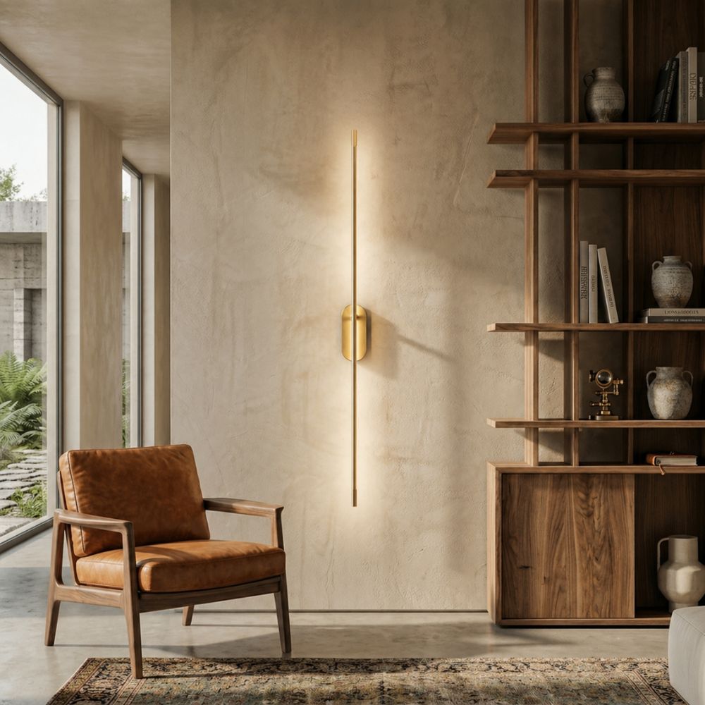 Minimalistyczna lampa ścienna LED góra dół złote wykończenie