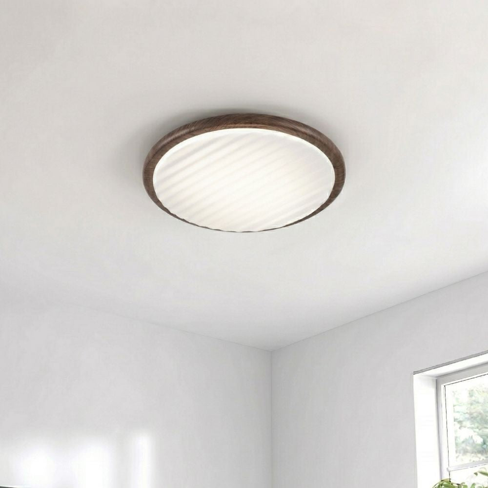 Okrągła drewniana lampa sufitowa LED